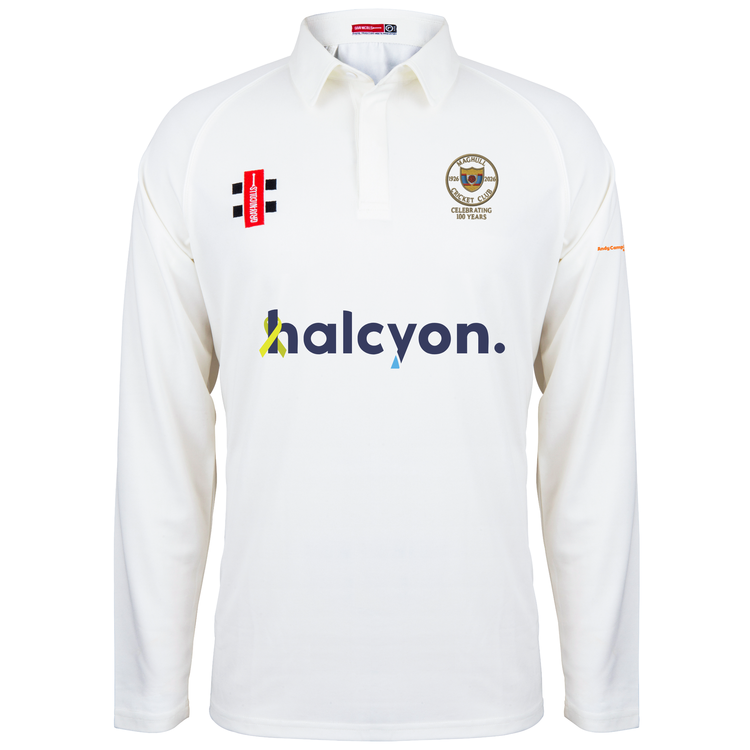 gray-nicolls-matrix-v2-maglia-cricket-manica-lunga-junior-maghull-cc-ivory-100th image 1