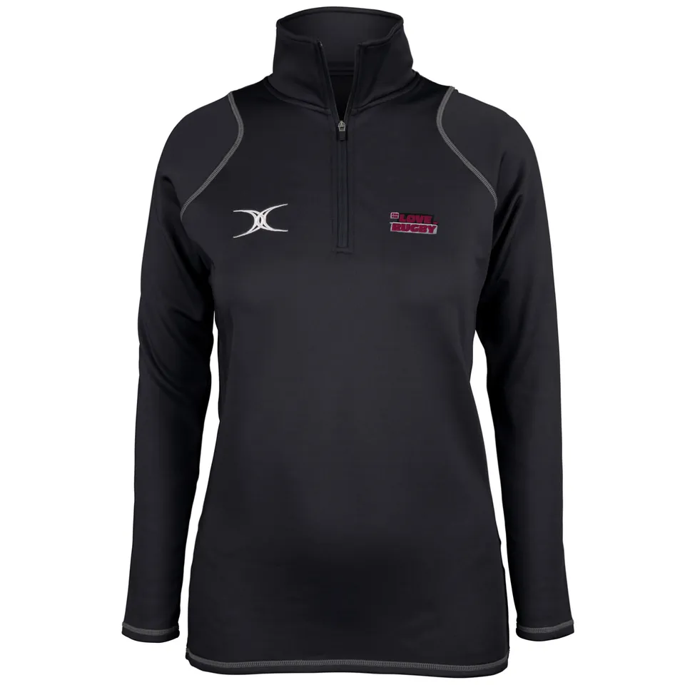 gilbert-rugby-felpa-fleece-quest-donna-1-4-zip-for-the-love-of-rugby-nera image 1