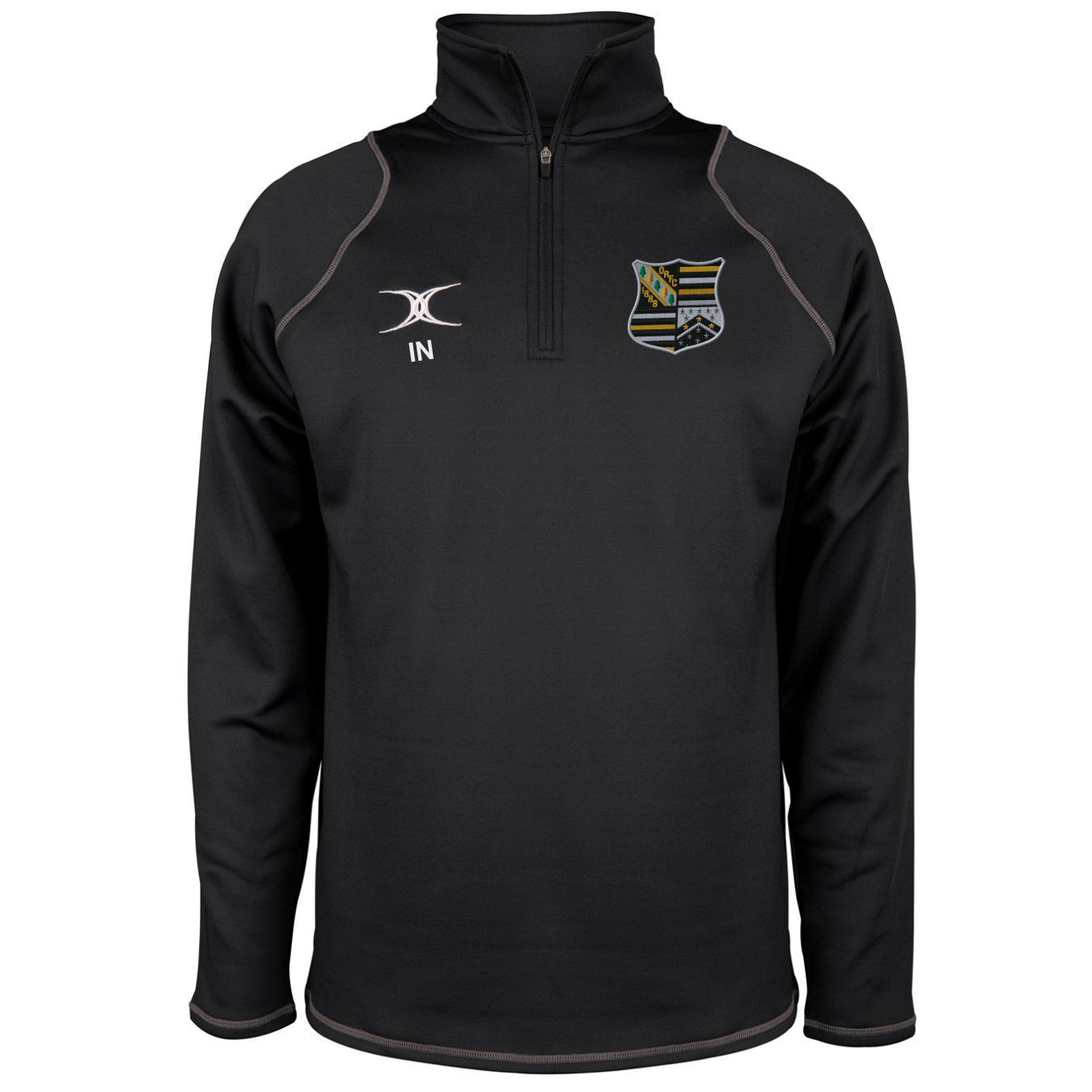gilbert-rugby-oadby-wyggestonians-rfc-senior-quest-pile-1-4-zip-uomo-nero image 1