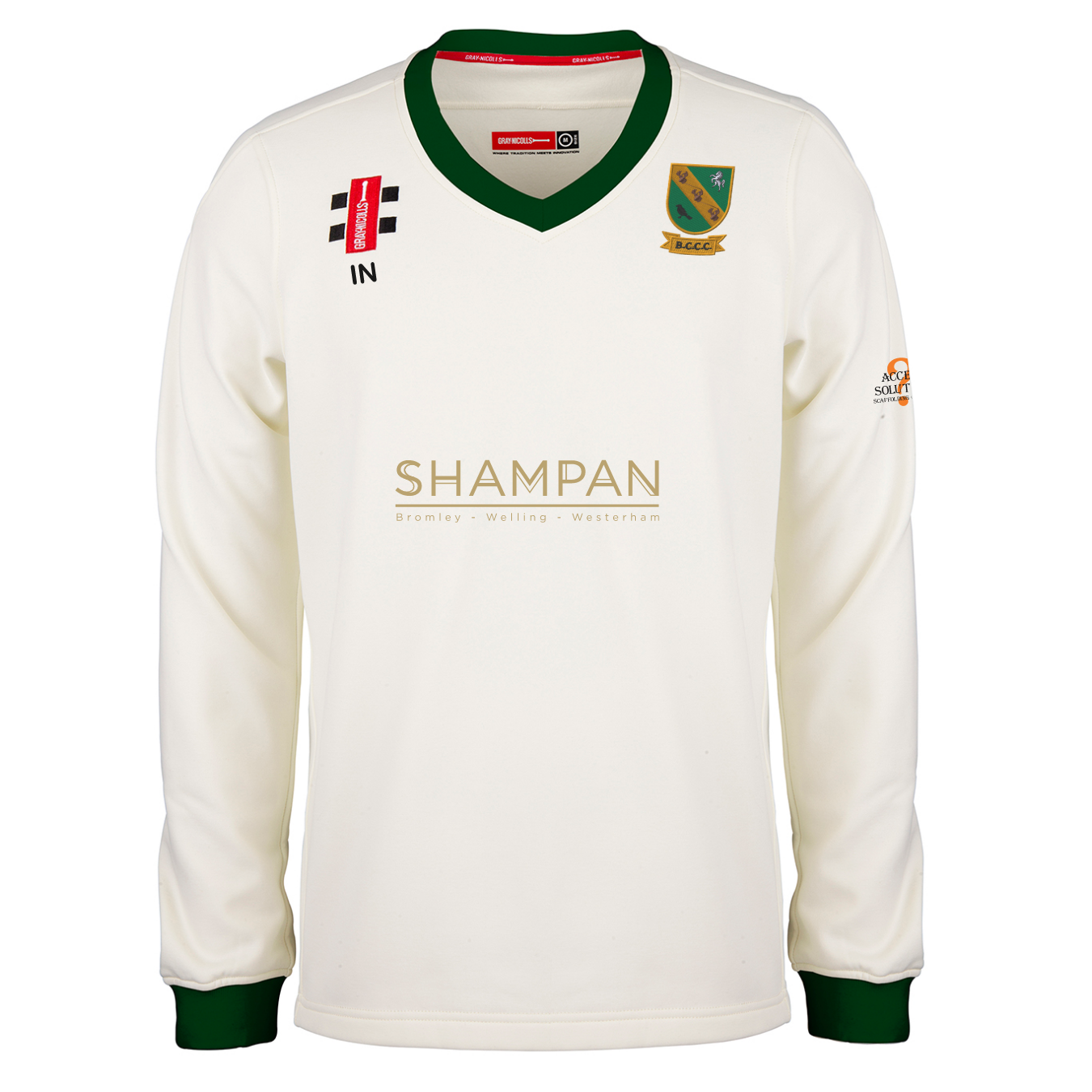 gray-nicolls-pro-performance-maglione-match-adulto-avorio-verde-bromley-common-c image 1