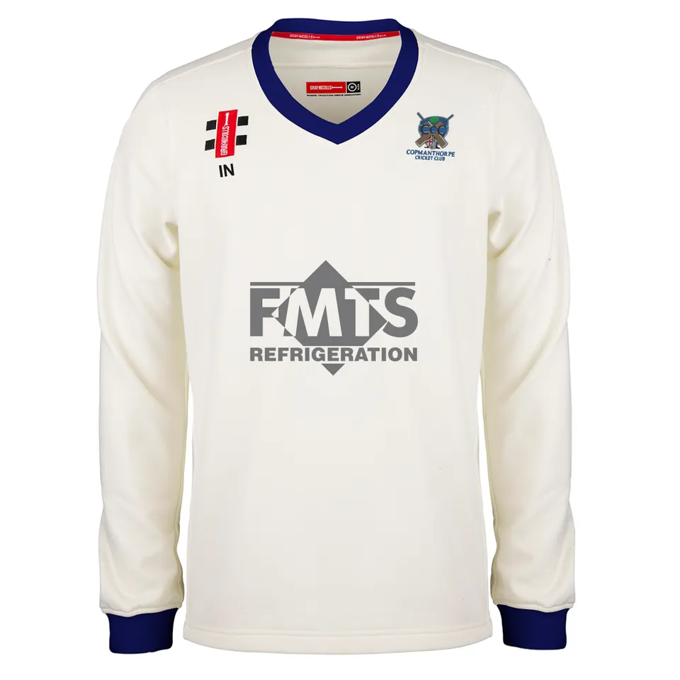 gray-nicolls-pro-performance-maglione-cricket-senior-copmanthorpe-cc-avorio-navy image 1