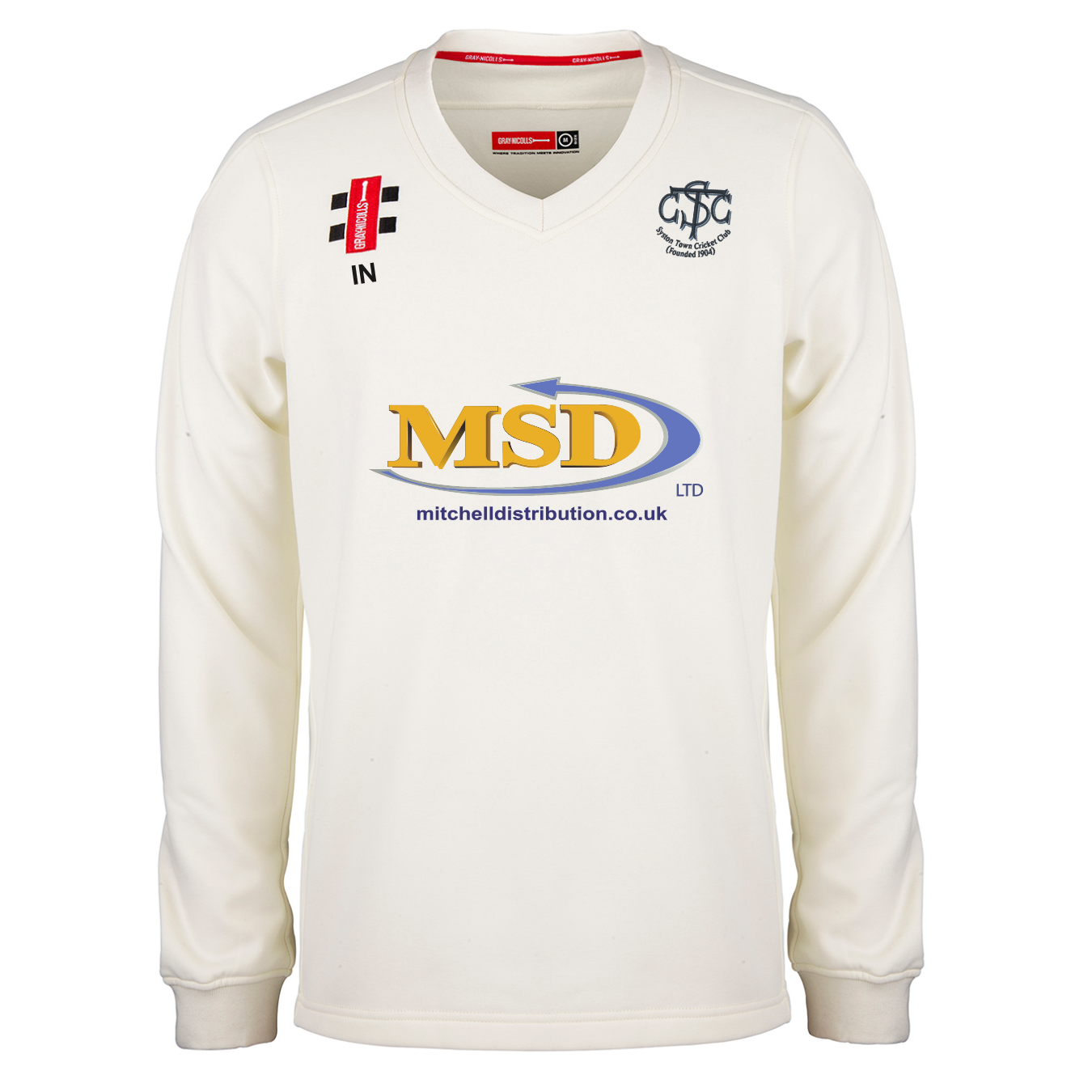 gray-nicolls-syston-town-cc-junior-pro-performance-maglione-da-match-avorio image 1