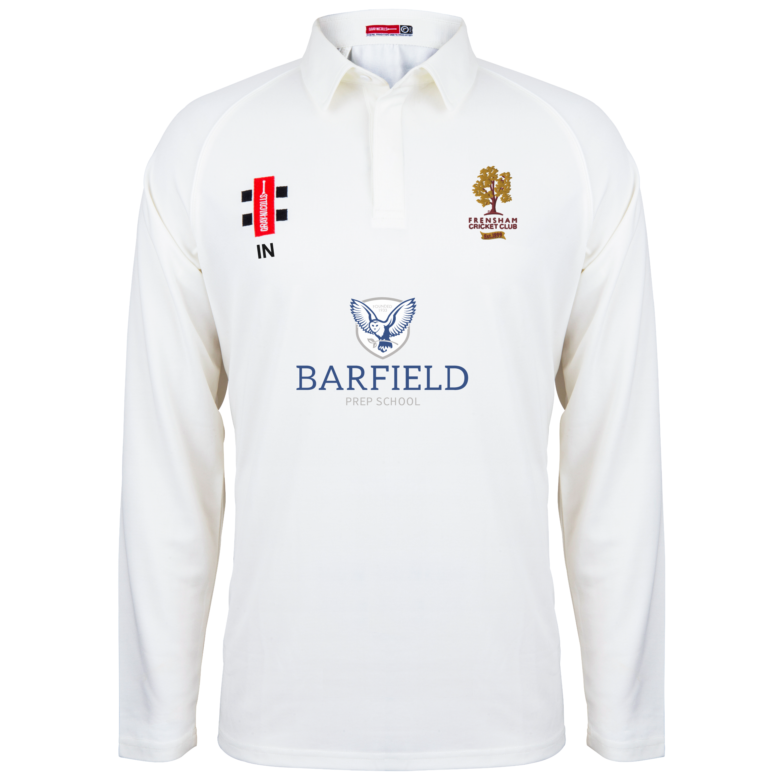 gray-nicolls-matrix-v2-camicia-cricket-manica-lunga-frensham-cc-ivory-senior-jun image 1