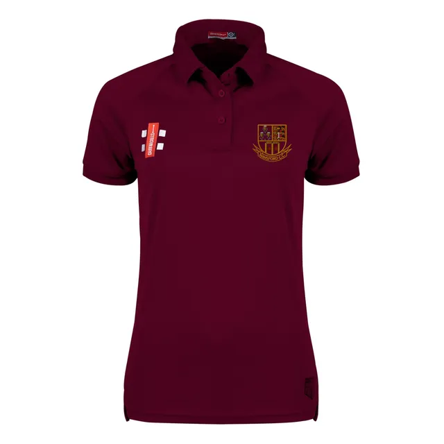 gray-nicolls-matrix-v2-polo-cricket-donna-manica-corta-bordeaux-winsford-cc image 1