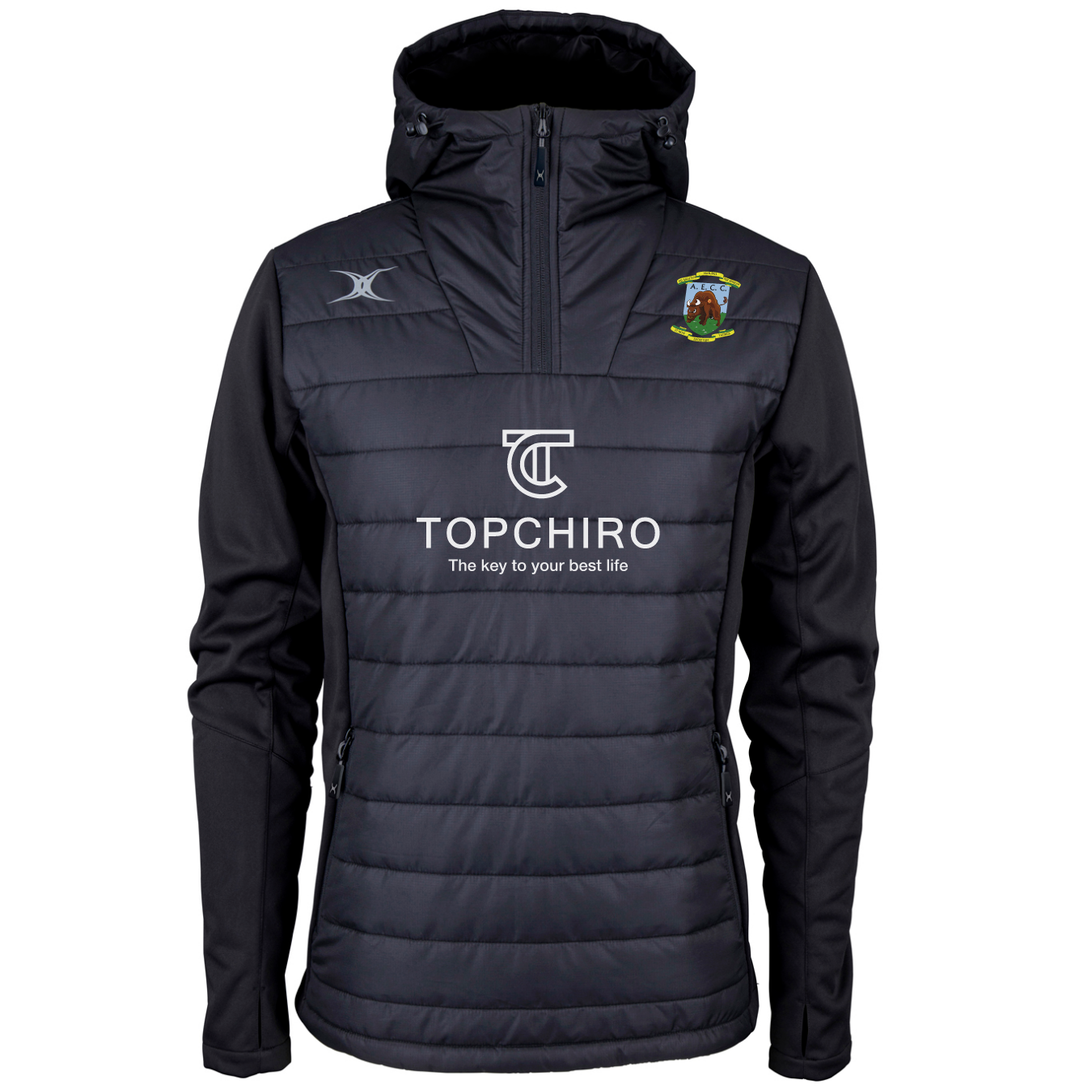 gilbert-rugby-pro-giacca-quarter-zip-senior-health-sciences-university-rfc-nero image 1