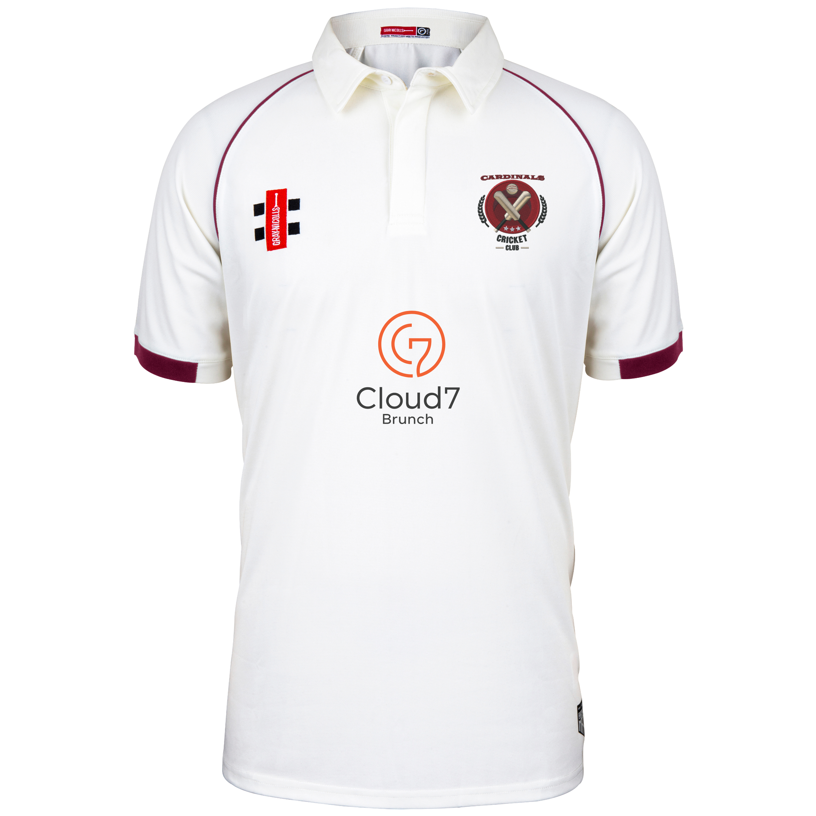 gray-nicolls-crs-cardinals-cc-senior-matrix-v2-maglia-cricket-s-s-ivory-maroon image 1