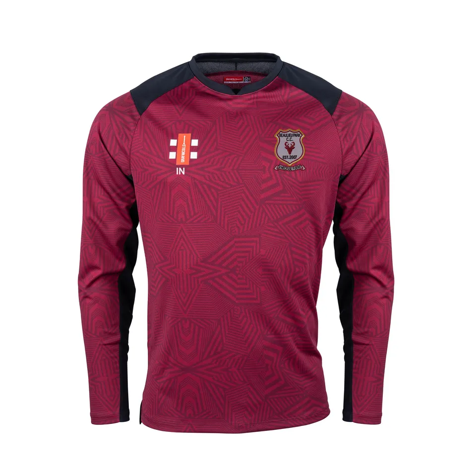 gray-nicolls-beaulieu-park-cc-senior-pro-t20-maglia-manica-lunga-bordeaux-nero image 1