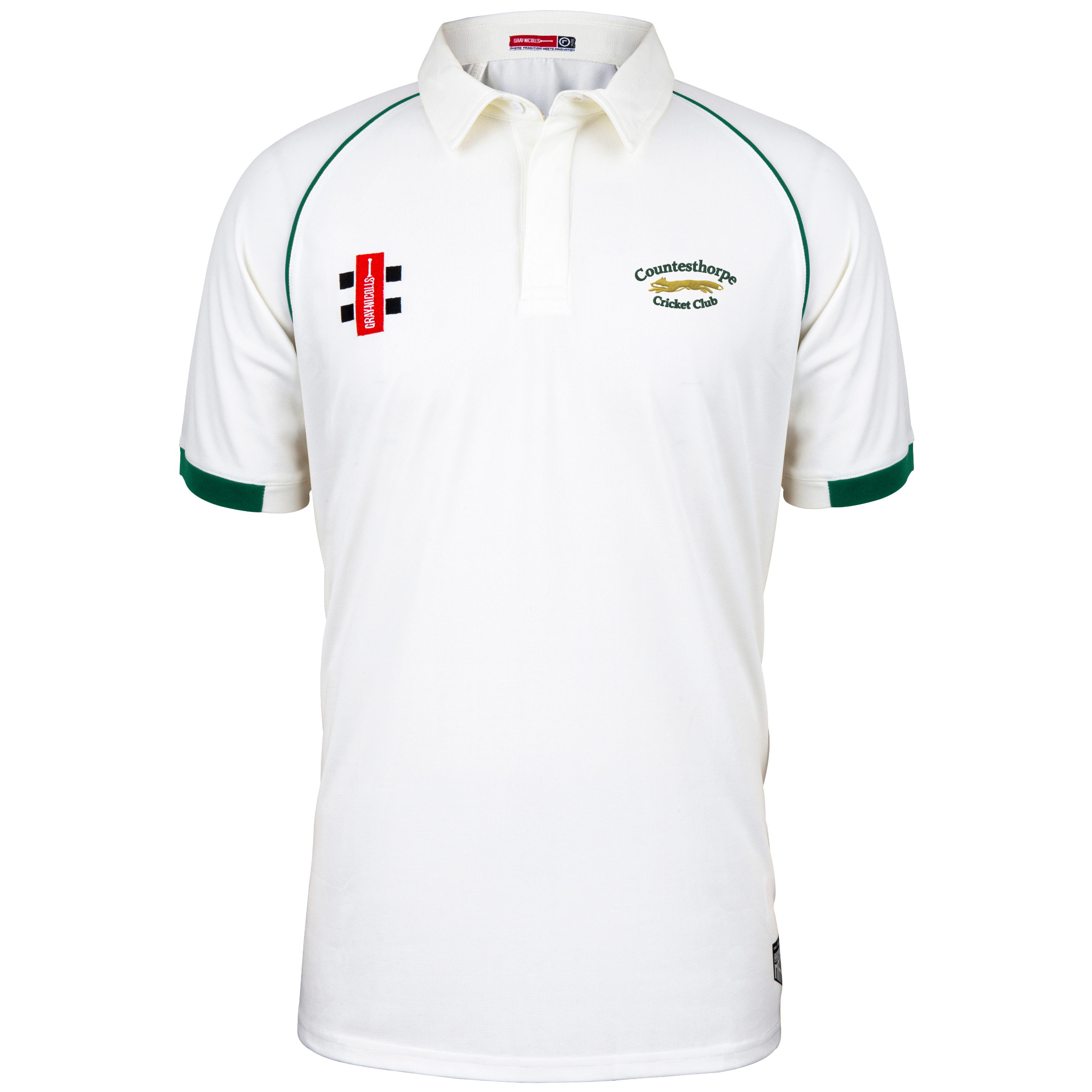 gray-nicolls-matrix-v2-maglia-cricket-s-s-junior-countesthorpe-cc-avorio-verde image 1
