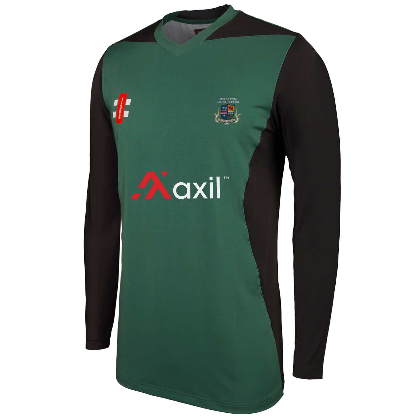 gray-nicolls-thrapston-cc-adult-pro-performance-t2-l-s-verde-nero-maglia-manica- image 1