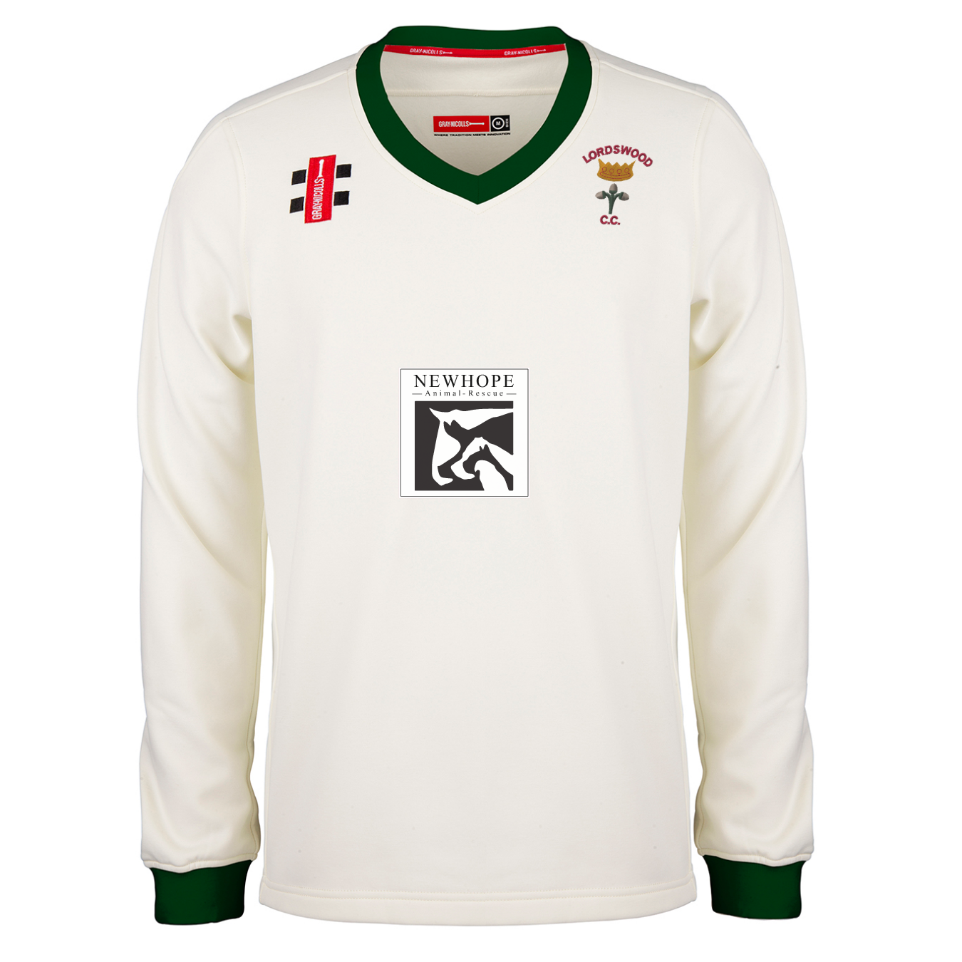 gray-nicolls-lordswood-cc-adulto-pro-performance-maglione-gara-avorio-verde image 1