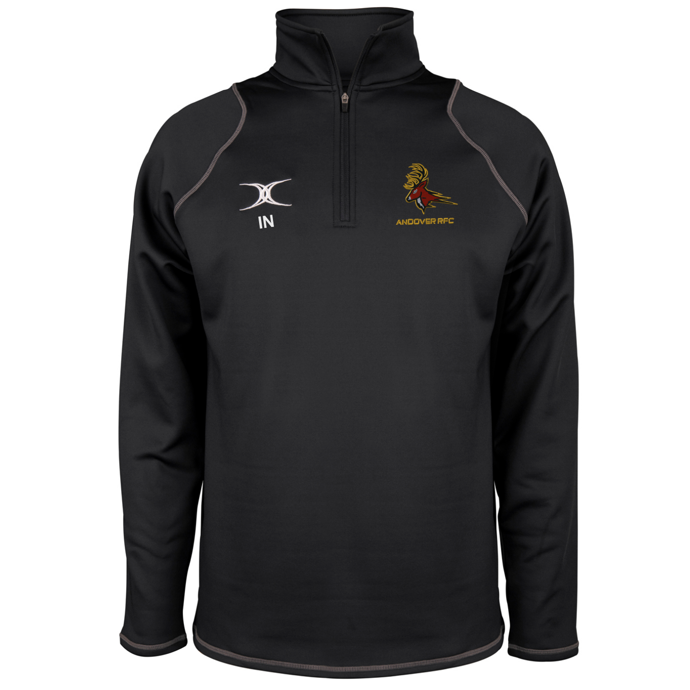 gilbert-rugby-andover-rfc-felpa-uomo-1-4-zip-quest-nero-senior image 1
