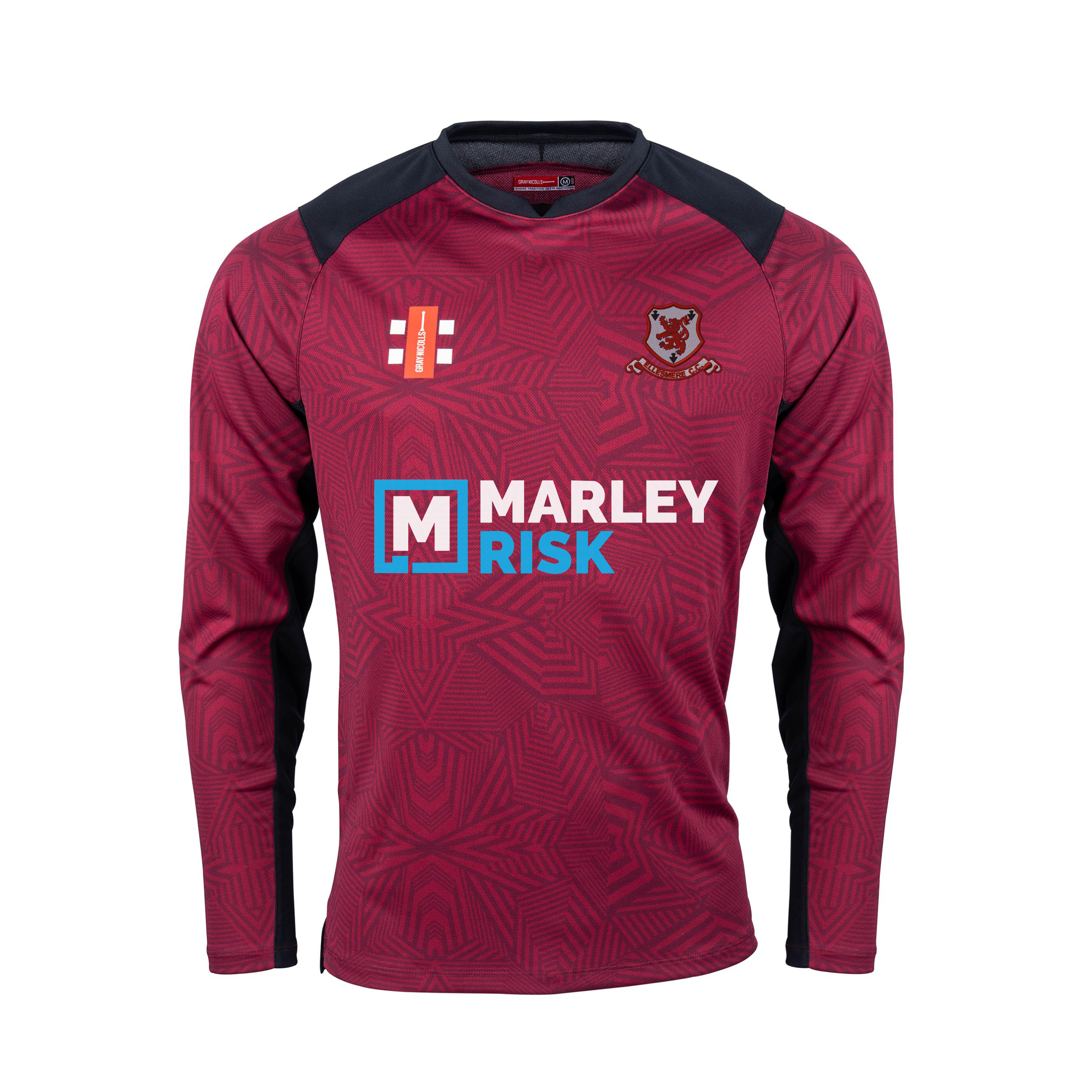 gray-nicolls-pro-performance-maglia-cricket-l-s-junior-ellesmere-maroon-black image 1