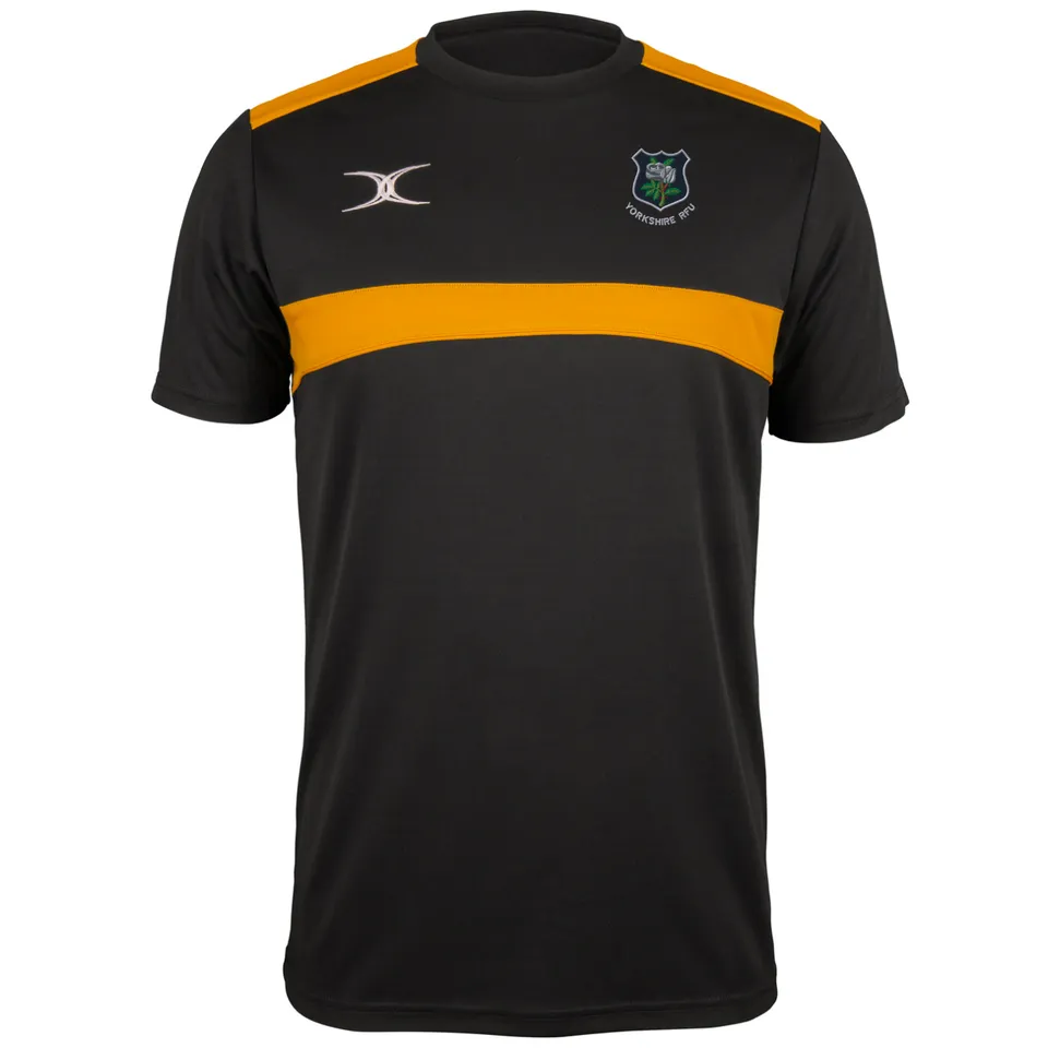 gilbert-rugby-t-shirt-photon-yorkshire-pdg-adulto-nero-oro image 1