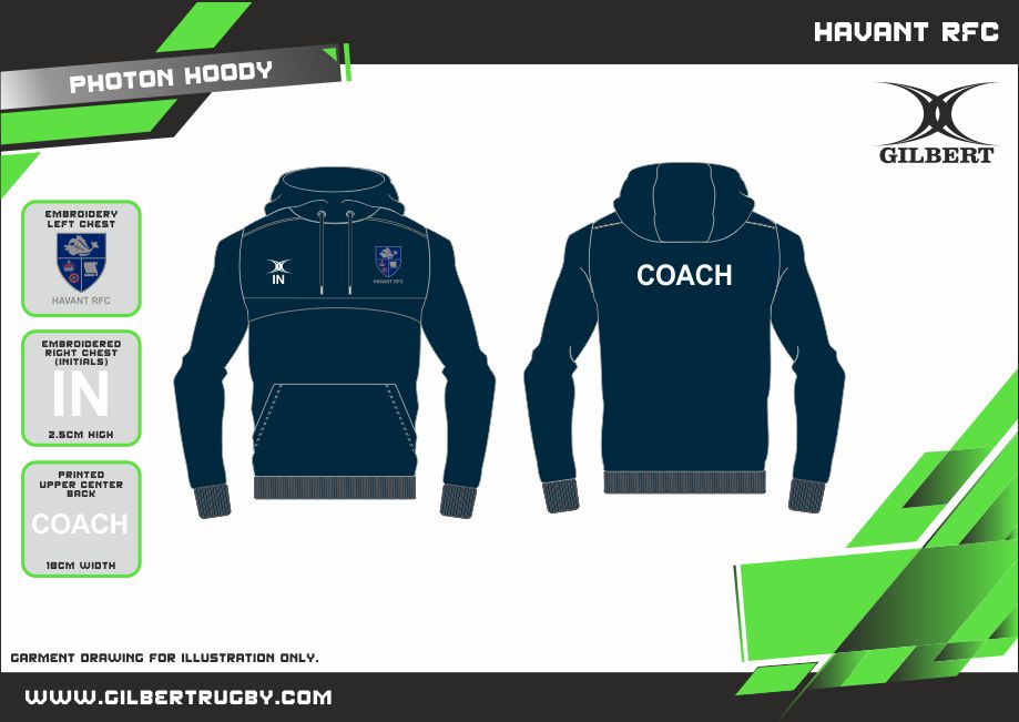 gilbert-rugby-havant-rfc-coach-photon-felpa-con-cappuccio-blu-navy-scuro image 2
