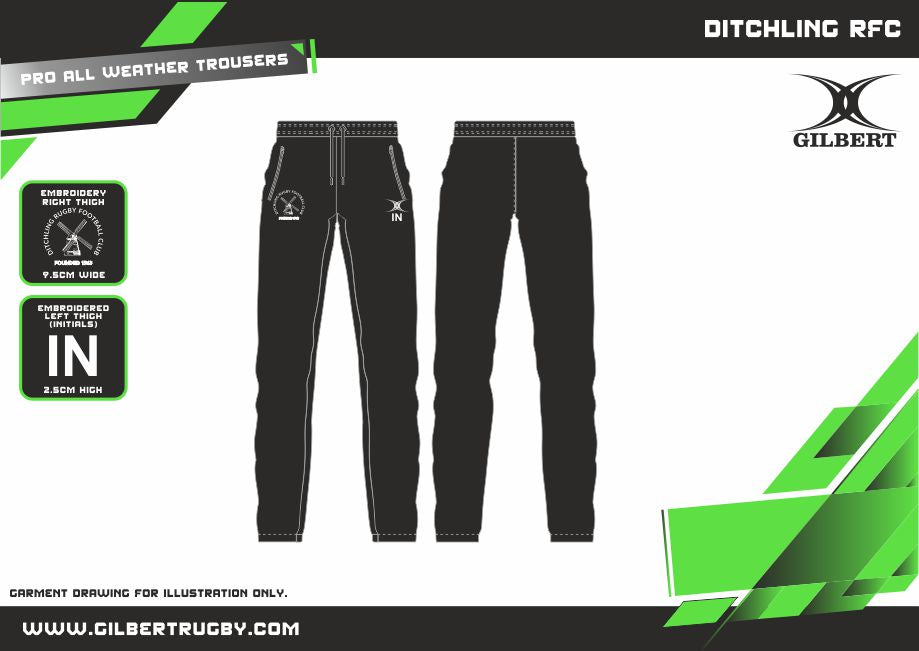 gilbert-rugby-ditchling-rfc-adulto-pantaloni-pro-all-weather-neri image 2