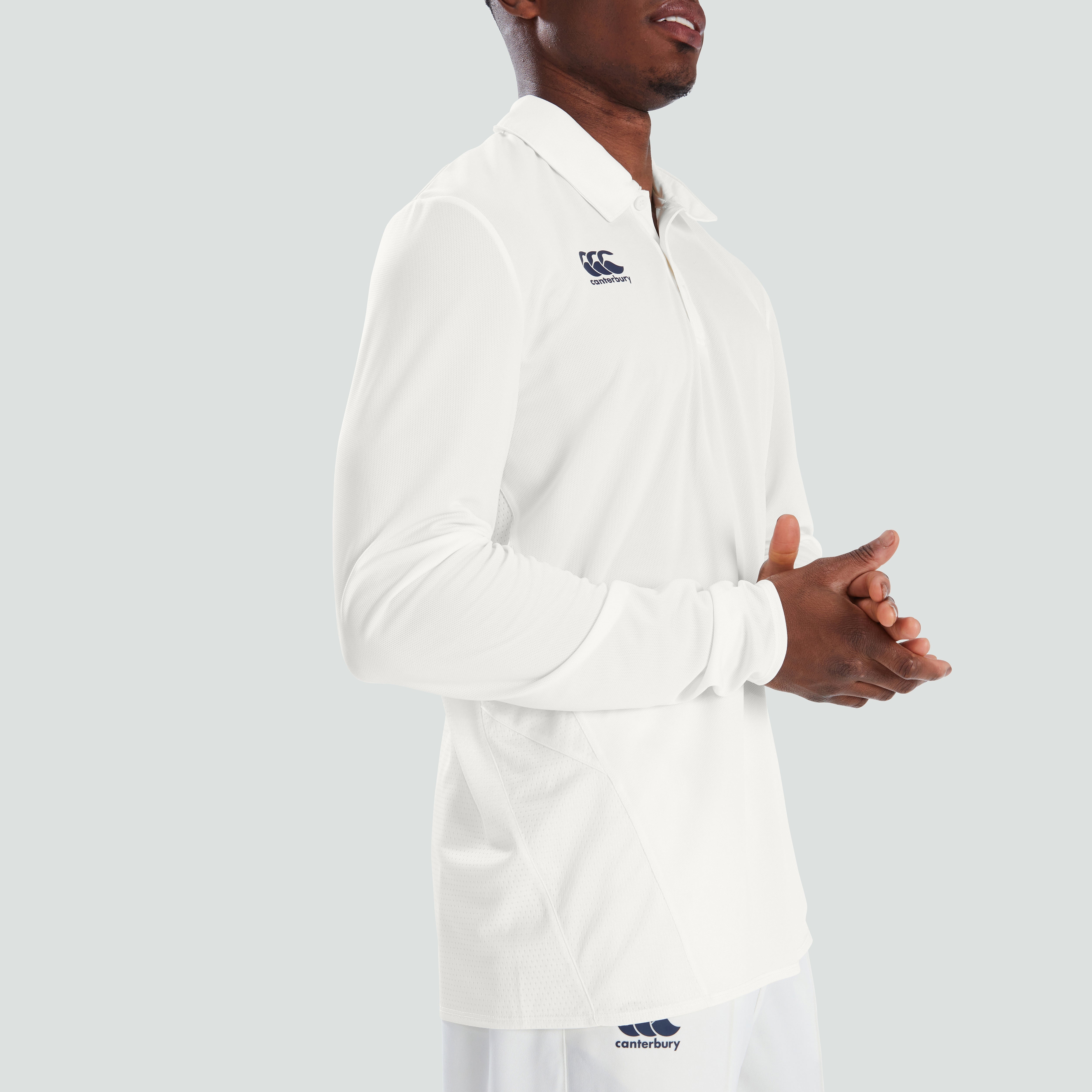 canterbury-mens-cricket-long-sleeved-polo-shirt-cream-polo-cricket-uomo-manica-l image 5