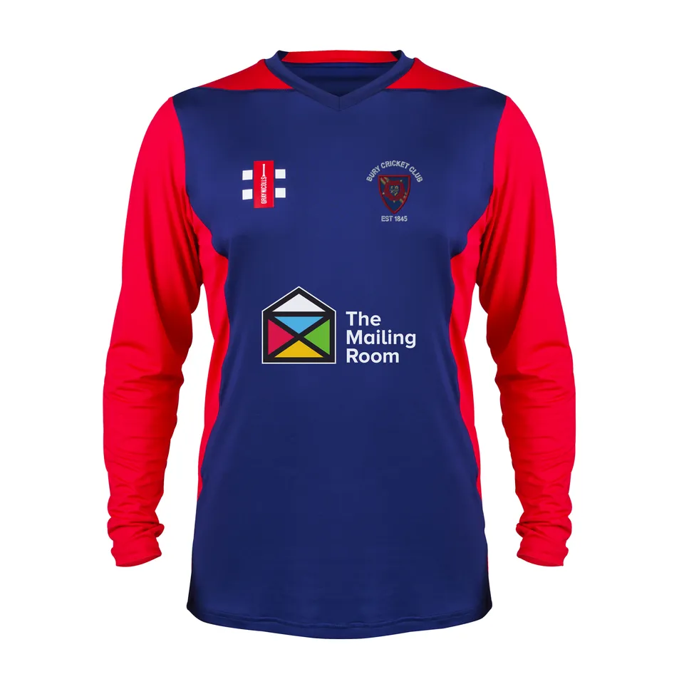gray-nicolls-t20-maglia-cricket-manica-lunga-junior-navy-rosso-bury-cc image 1