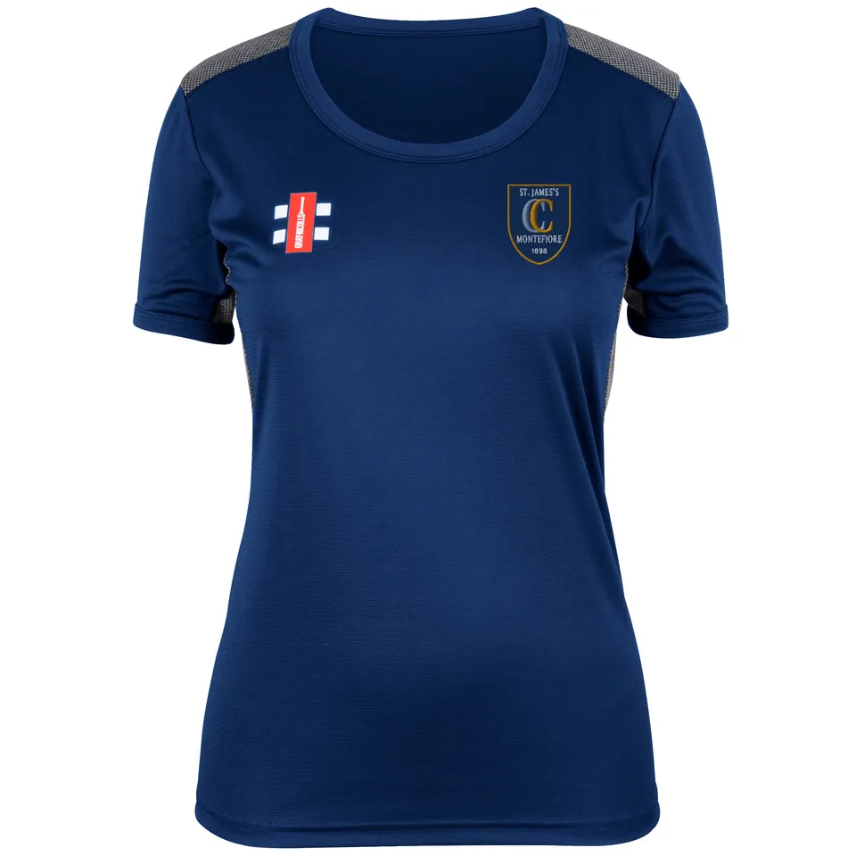 gray-nicolls-st-james-montefiore-pro-performance-t-shirt-donna-blu-navy-manica-c image 1