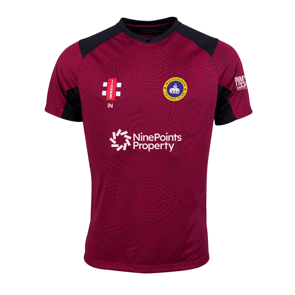 gray-nicolls-whitchurch-cc-pro-t20-maglia-manica-corta-junior-bordeaux-nero image 1