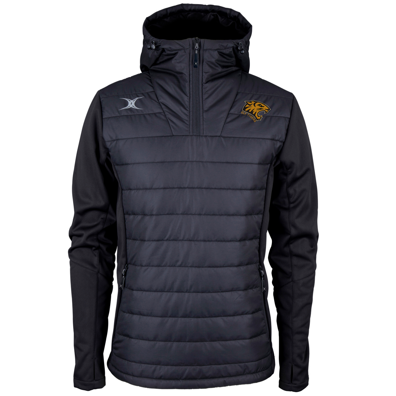 gilbert-rugby-ely-tigers-rfc-pro-active-quater-zip-senior-nero-giacca-training image 1