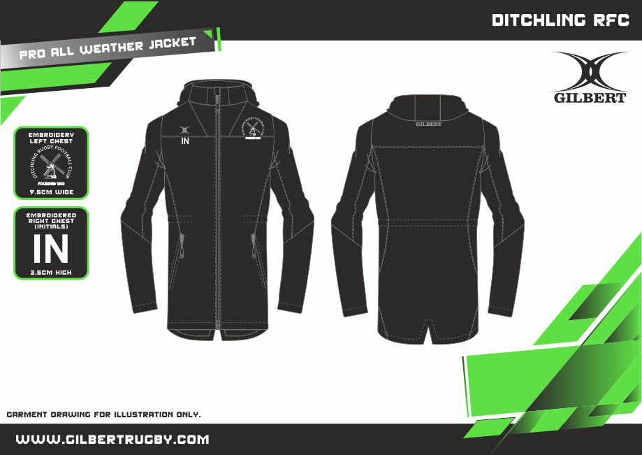 gilbert-rugby-ditchling-rfc-adult-giacca-all-weather-pro-nera image 2