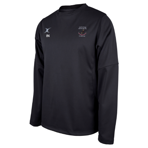 gilbert-rugby-whitley-bay-rockcliff-rfc-pro-top-riscaldamento-unisex-nero image 1