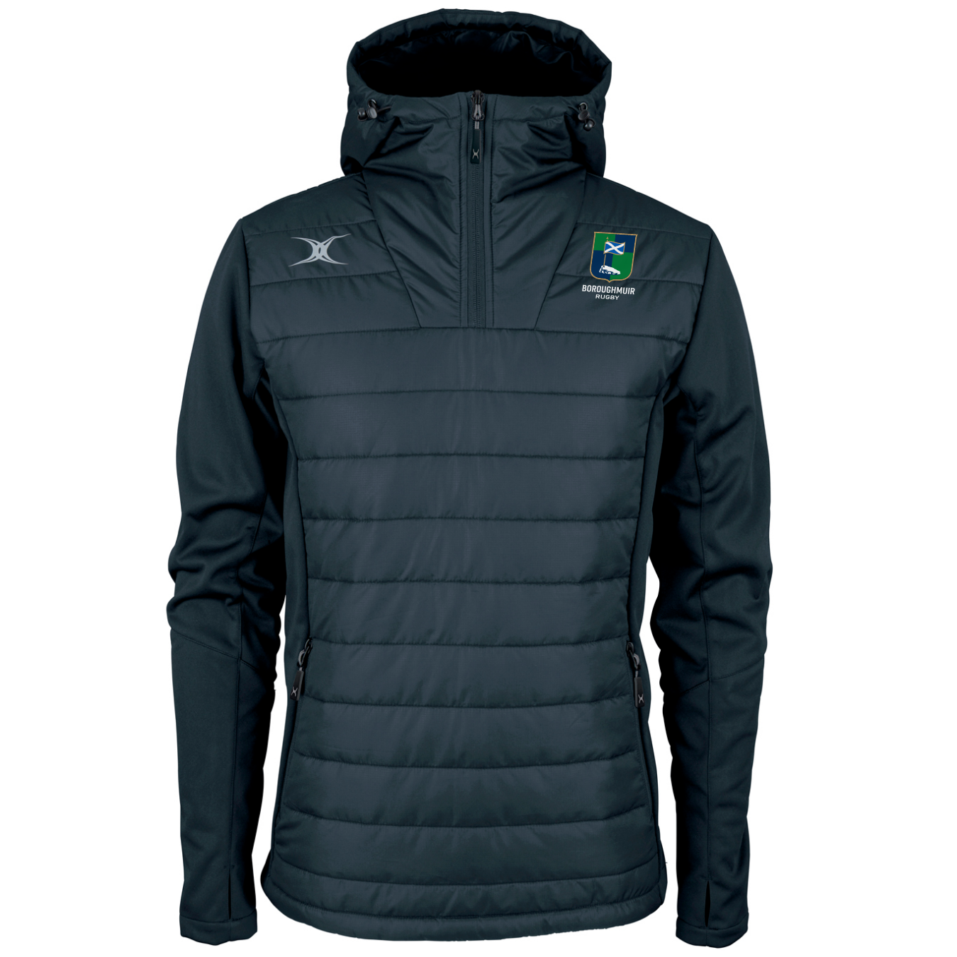 gilbert-rugby-pro-active-giacca-quarter-zip-adulto-blu-navy-boroughmuir-rugby image 1