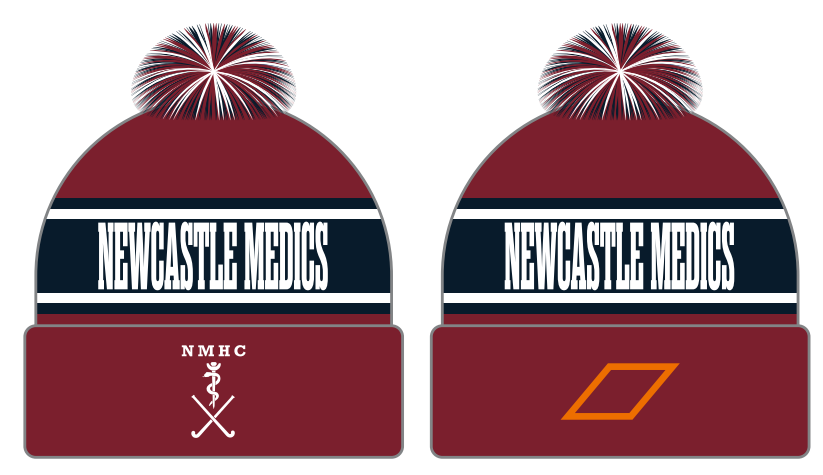 grays-newcastle-medics-hc-berretto-con-pon-pon-senior-bordeaux-blu-navy image 1