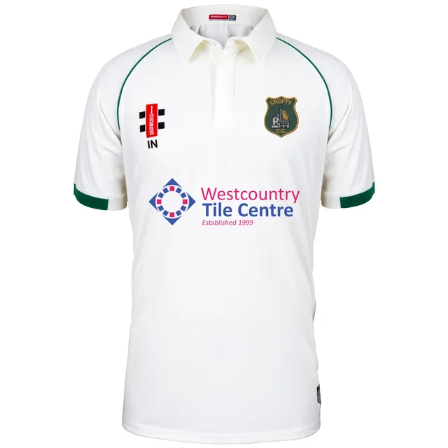 gray-nicolls-crofty-holman-cc-junior-maglia-matrix-v2-manica-corta-avorio-verde image 1