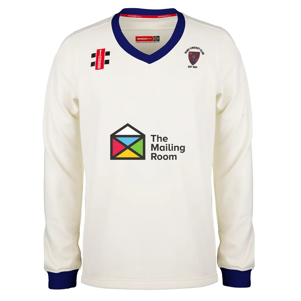 gray-nicolls-bury-cc-junior-pro-performance-maglione-match-avorio-blu-navy image 1