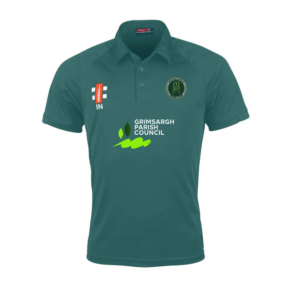 gray-nicolls-matrix-v2-polo-cricket-junior-verde-manica-corta-grimsargh-cc image 1