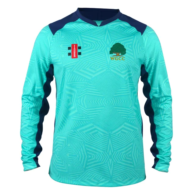 gray-nicolls-wisborough-green-cc-senior-pro-t20-maglia-manica-lunga-aqua-navy image 1