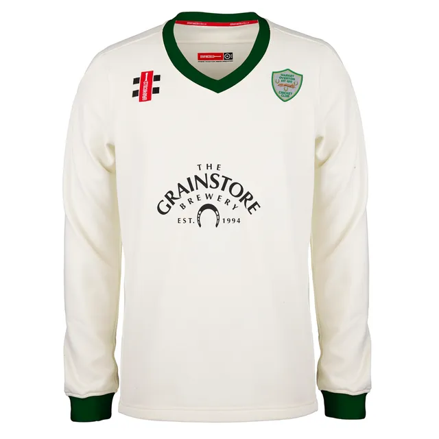 gray-nicolls-pro-performance-maglione-match-market-overton-cc-junior-ivory-green image 1