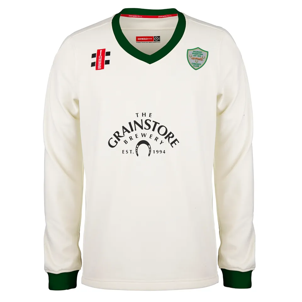 gray-nicolls-pro-performance-maglione-match-market-overton-cc-junior-ivory-green image 1