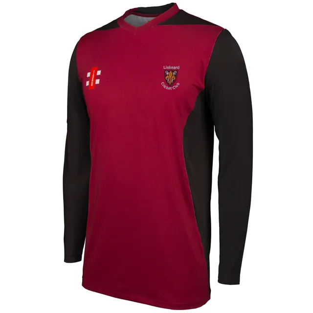 gray-nicolls-liskeard-cc-pro-performance-maglia-manica-lunga-bordeaux-nero image 1