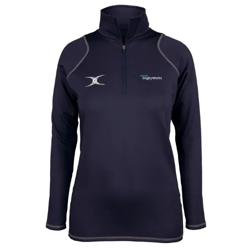 gilbert-rugby-dallaglio-rugby-works-quest-pile-1-4-zip-donna-blu-navy image 1