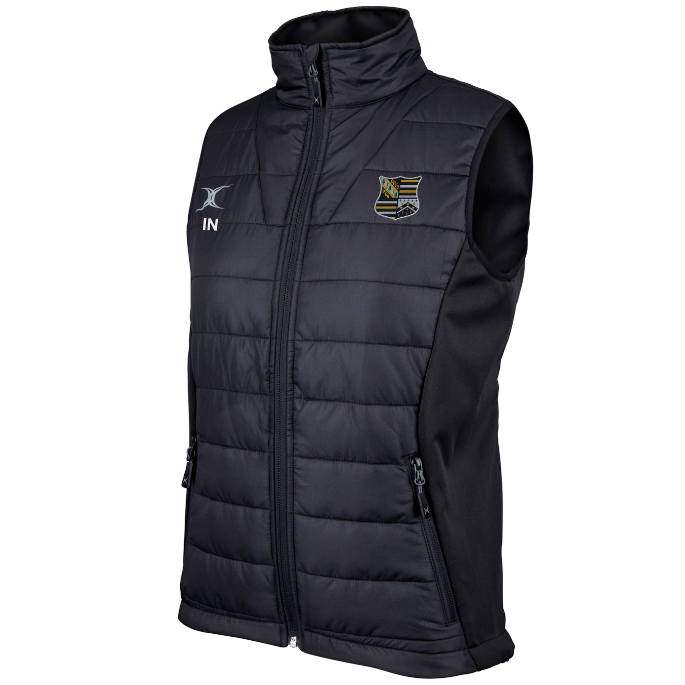 gilbert-rugby-oadby-wyggestonians-rfc-pro-bodywarmer-donna-nero image 1
