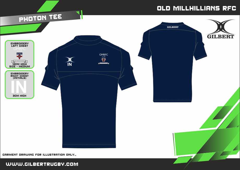 gilbert-rugby-old-millhillians-rfc-photon-t-shirt-bambino-blu-navy-scuro image 2