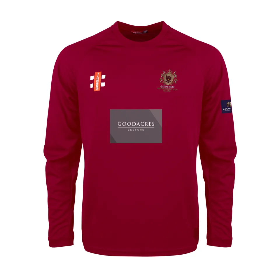 gray-nicolls-queens-park-westfield-matrix-v2-t-shirt-manica-lunga-junior-bordeau image 1