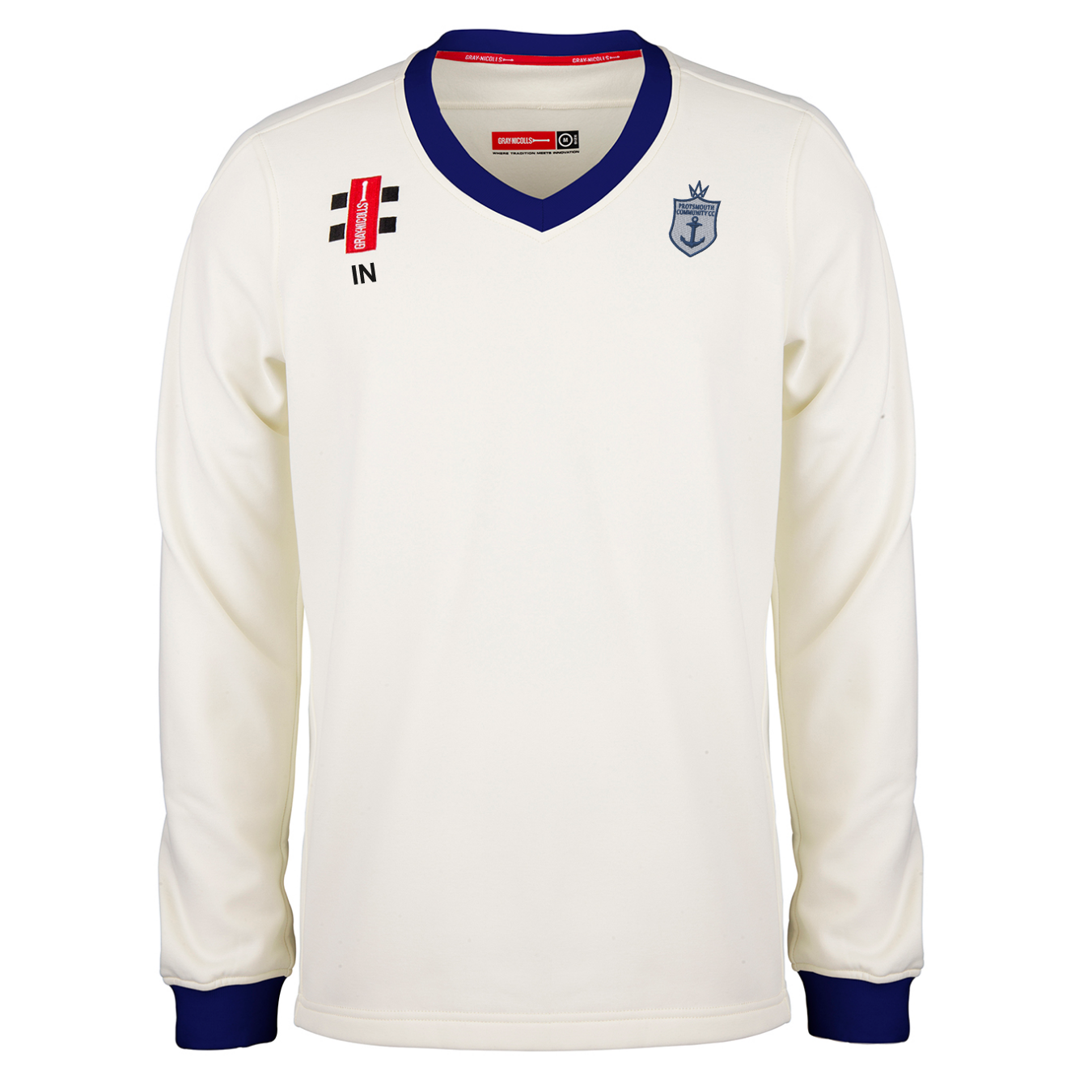 gray-nicolls-pro-performance-match-sweater-senior-avorio-blu-portsmouth-communit image 1