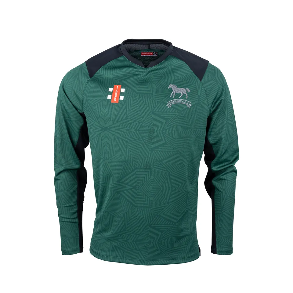 gray-nicolls-wiltshire-cricket-junior-pro-t20-maglia-manica-lunga-verde-nero image 1