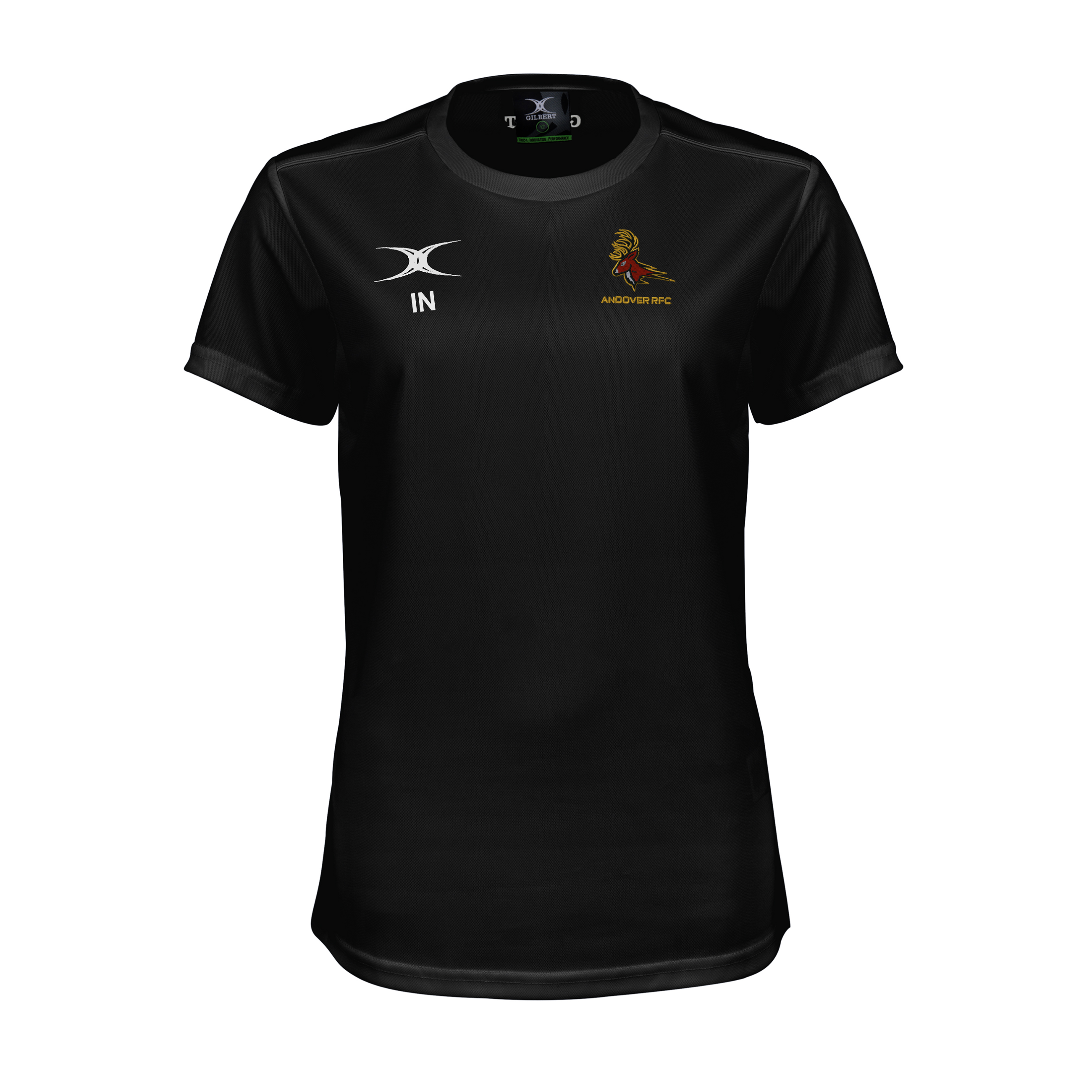 gilbert-rugby-photon-ii-t-shirt-donna-manica-corta-andover-rfc-nero image 1