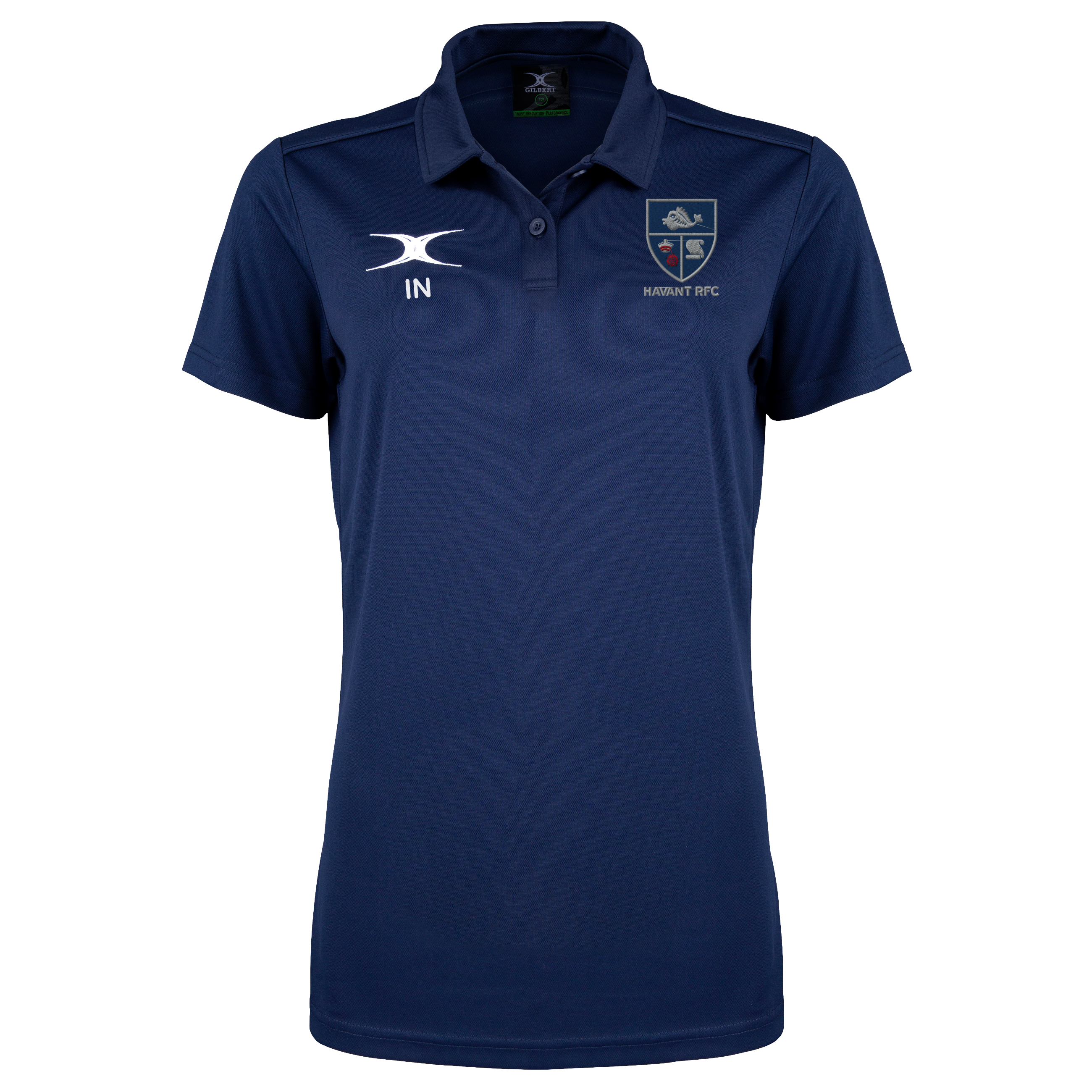gilbert-rugby-photon-ii-polo-rugby-havant-rfc-donna-blu-navy-manica-corta image 1