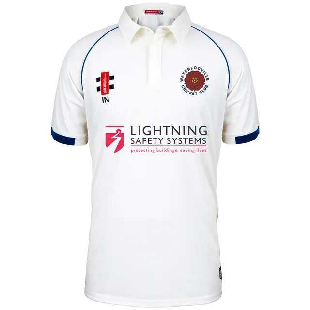 gray-nicolls-matrix-v2-maglia-cricket-manica-corta-junior-avorio-blu-navy-waterl image 1