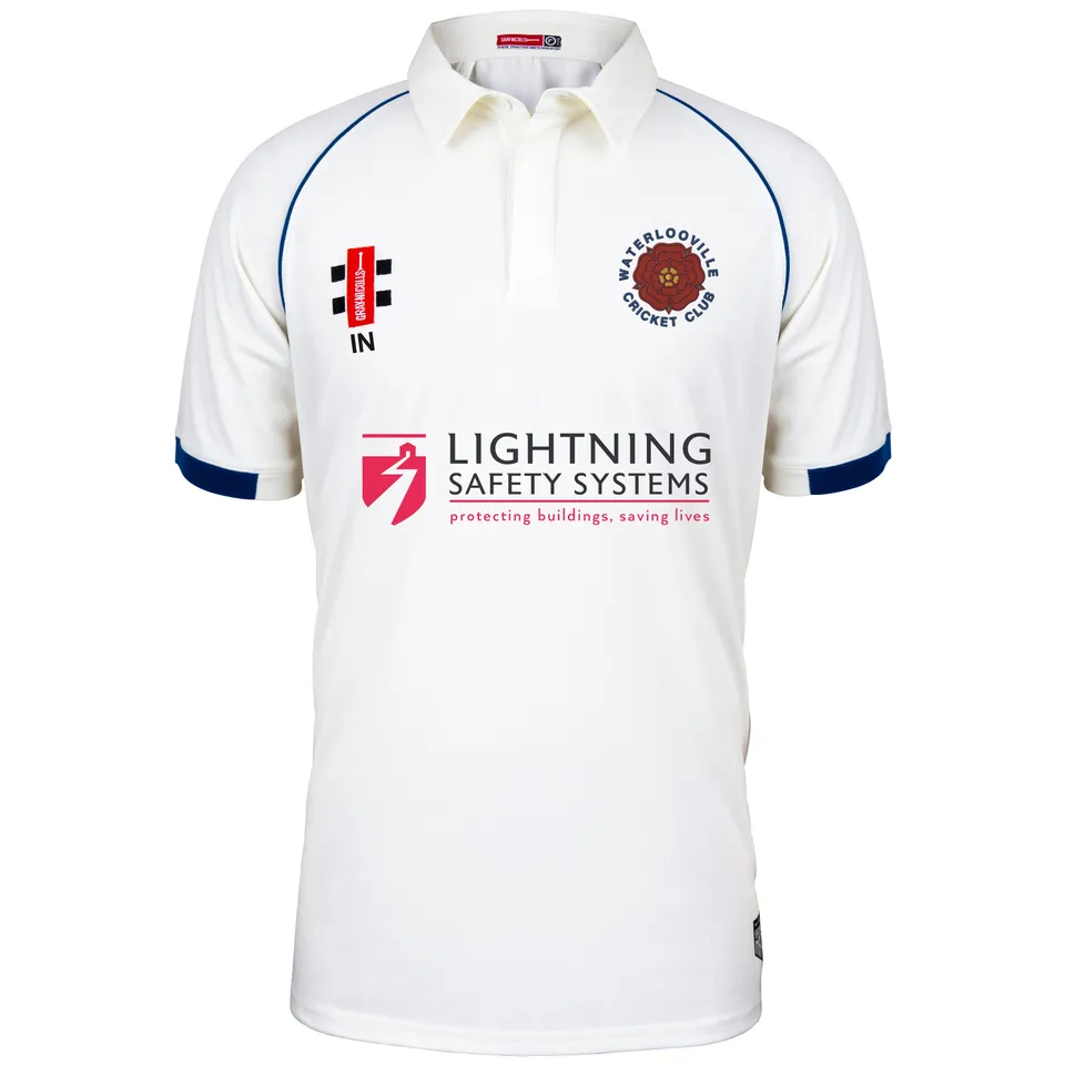 gray-nicolls-matrix-v2-maglia-cricket-manica-corta-junior-avorio-blu-navy-waterl image 1