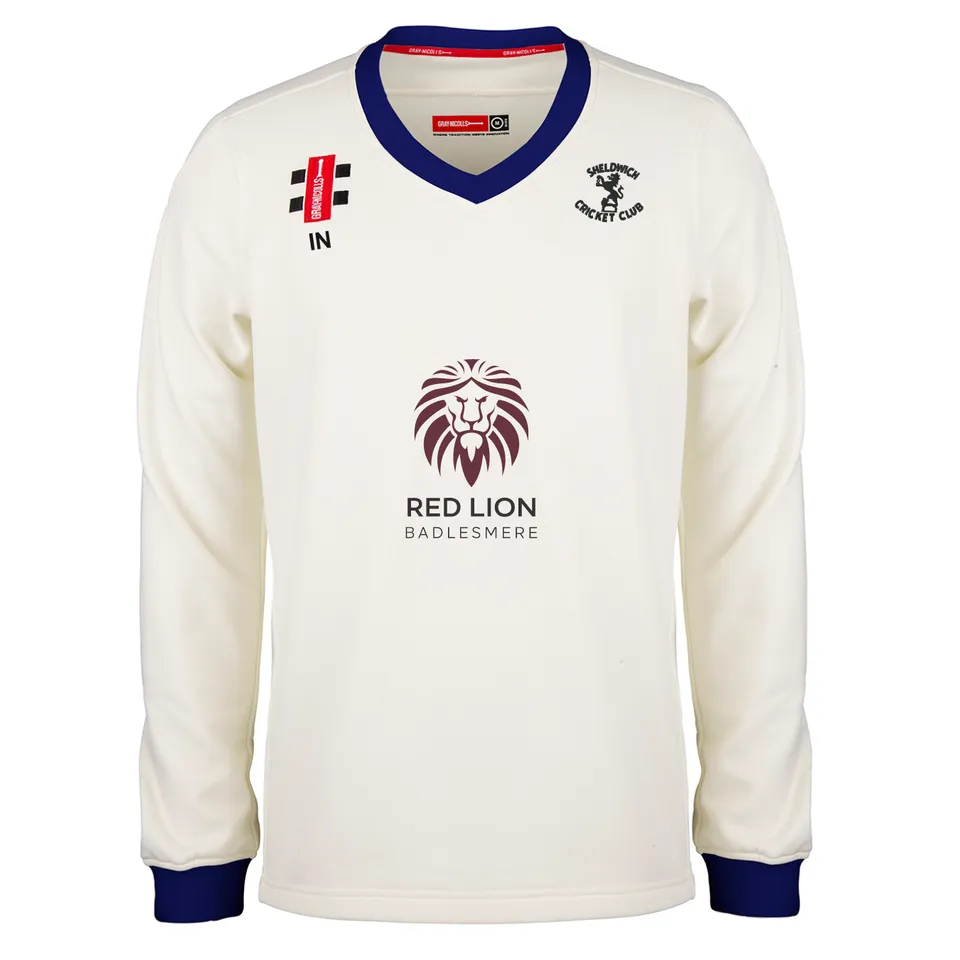 gray-nicolls-pro-performance-maglione-match-sheldwich-cc-senior-avorio-blu-navy image 1