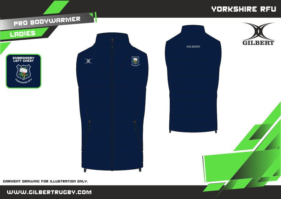 gilbert-rugby-yorkshire-rfu-supporters-pro-body-warmer-donna-blu-navy-scuro image 2
