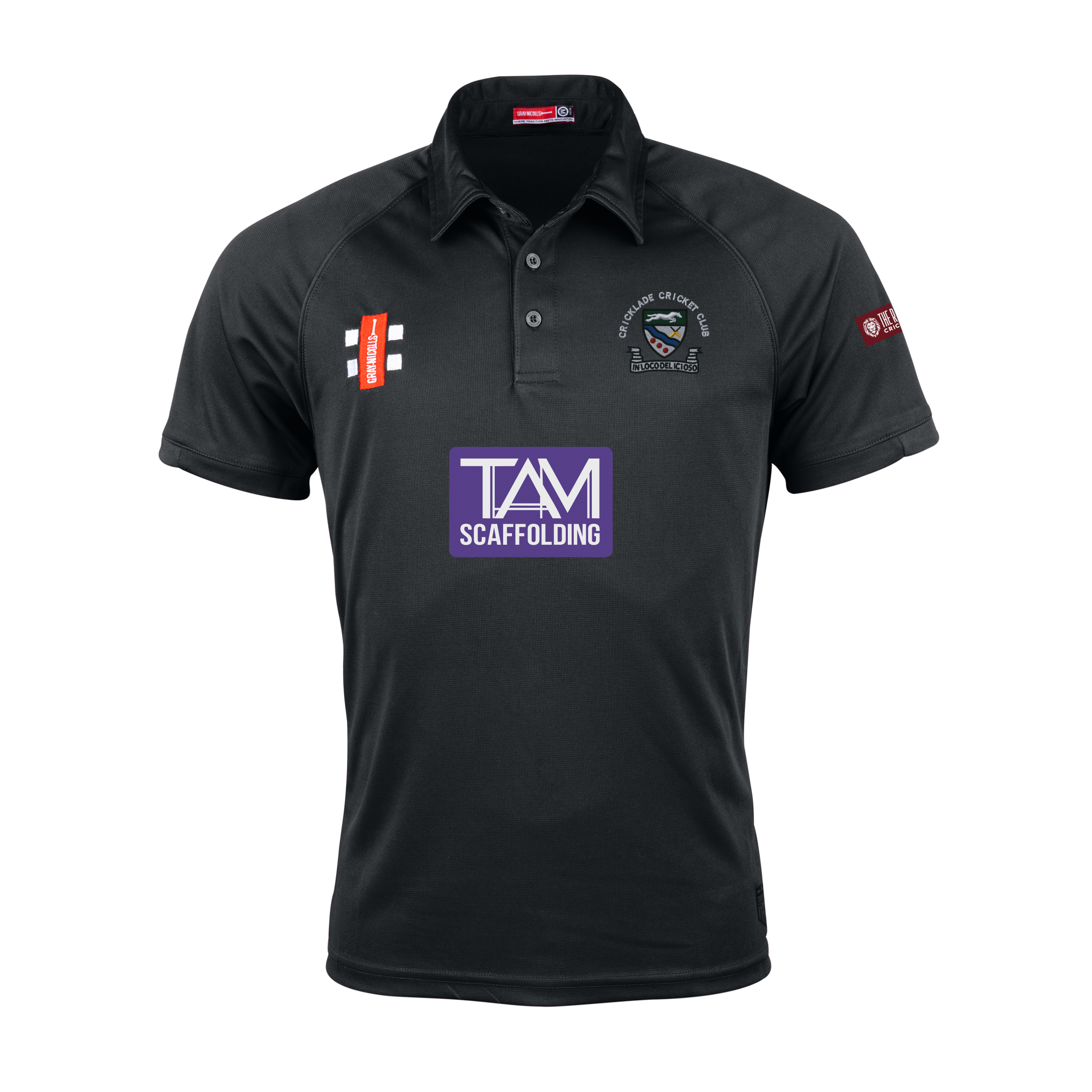 gray-nicolls-cricklade-cricket-club-senior-polo-matrix-v2-manica-corta-nera image 1