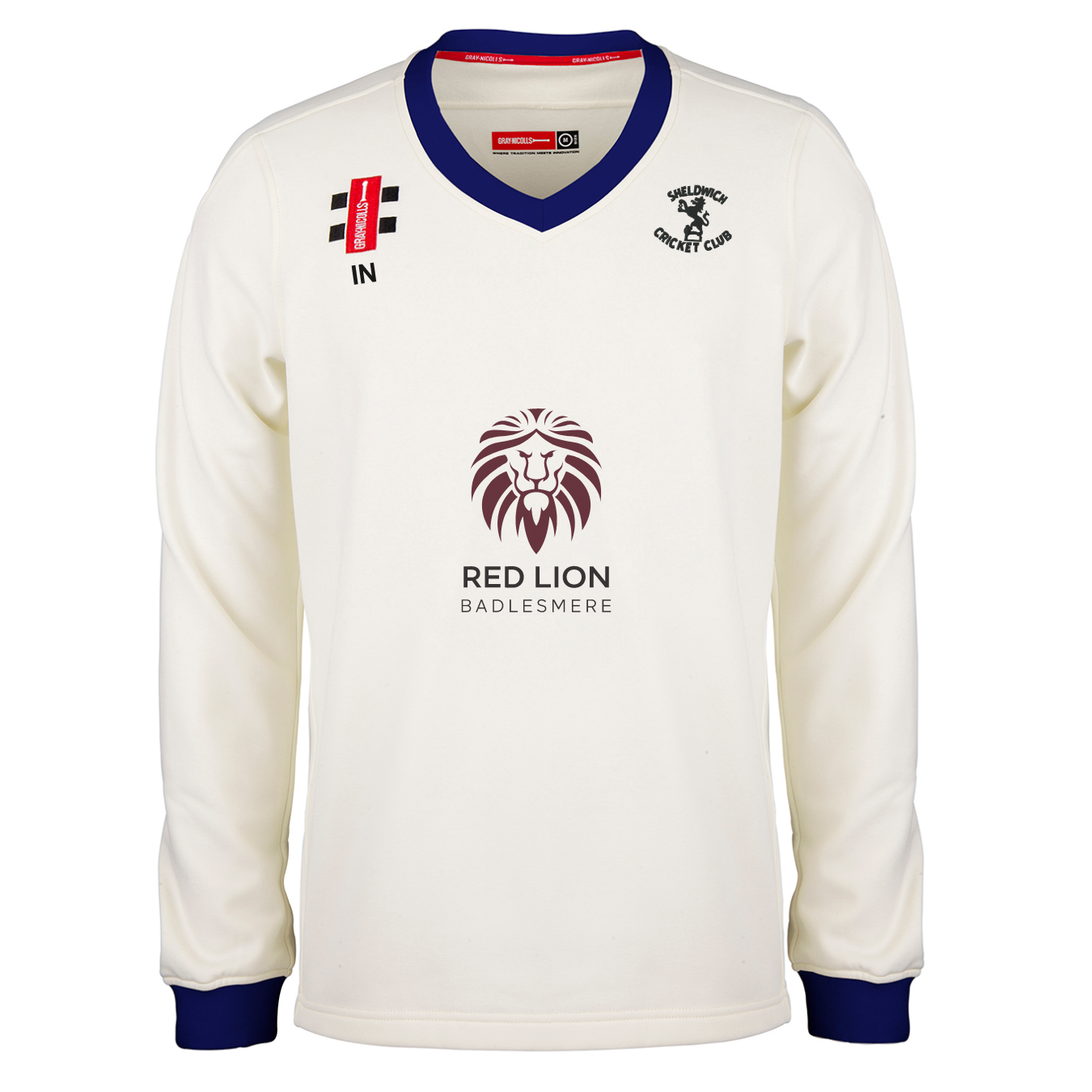gray-nicolls-pro-performance-maglione-match-sheldwich-cc-senior-avorio-blu-navy image 1