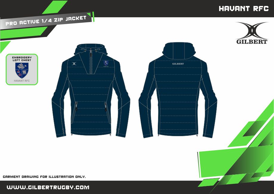 gilbert-rugby-havant-rfc-adult-pro-active-quarter-zip-dark-navy image 2